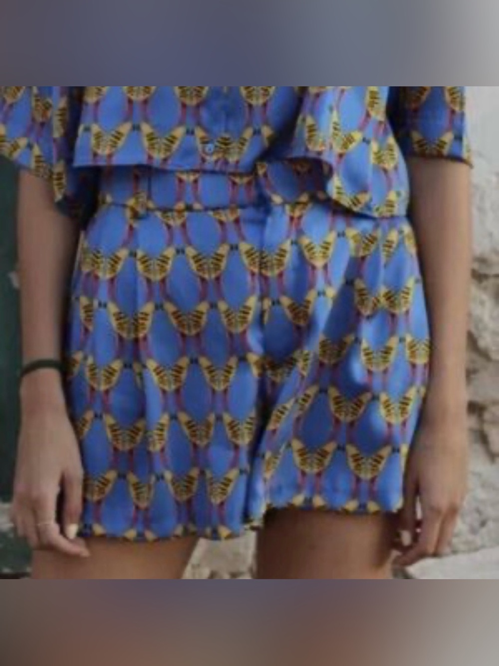 Zara Blue Printed Jumpsuit with Yellow Accent